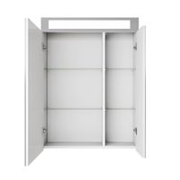 Шкаф зеркальный UNI, 60 см, 2 дверцы, 4 стеклянные полки, с подсветкой и выключателем, белый — фото 6, Шкафы для ванной