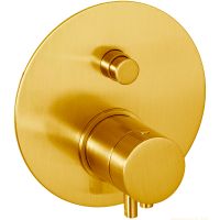 Смеситель для душа Remer Minimal Thermo NT09KBBG с термостатом Золото брашированное — фото 1, Смеситель для душа