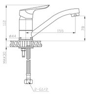 Смеситель "Asti" д/кухни, излив 140мм, арт. AT 15 — фото 2, Смесители для кухни