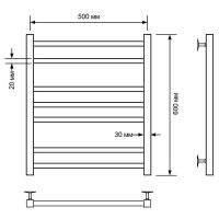Водяной полотенцесушитель Comfysan Pioli-K W-6 60x50 014223 Черный матовый — фото 2, Водяные полотенцесушители