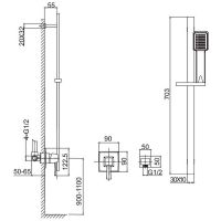 Смеситель для душа Caprigo Diamante 50-115-oro Золото — фото 2, Смеситель для душа