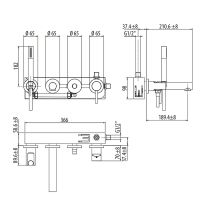 Смеситель для ванны Gattoni Circle One 9005/90NO Черный матовый — фото 2, Для душа и ванны