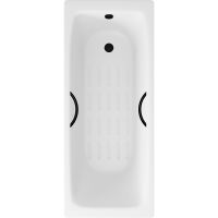 Чугунная ванна Delice Biove 170x75 DLR220509RB-AS с черными матовыми ручками с антискользящим покрыт — фото 1, Чугунные ванны