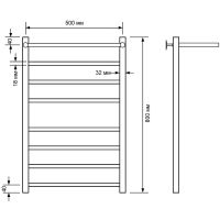 Водяной полотенцесушитель Comfysan Noumi W-8 80x50 014094 с полкой Белый матовый — фото 2, Водяные полотенцесушители