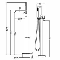 Смеситель для ванны Swedbe Spira 4001 Хром — фото 2, Смесители напольные