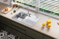 Мойка для кухни ELEGANT 30 LEI 90 FI 810X510 в комплекте с сифоном 1130551, — фото 2, Кухонные мойки