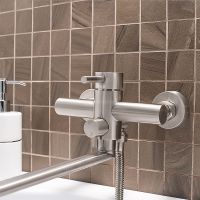 Смеситель для ванны Ростовская Мануфактура Сантехники SUS124-006EP универсальный Нержавеющая сталь — фото 2, Для душа и ванны