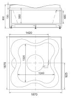 Акриловая ванна Gemy 187х187 G9089 O L с гидромассажем — фото 3, Ванны