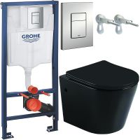 Комплект унитаза CeramaLux B2330B с инсталляцией Grohe Rapid SL 38772001 с сиденьем Микролифт и клав — фото 1, Комплекты унитаз + инсталляция