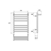 Полотенцесушитель электрический Point Аврора PN10156SPE П7 500x600 с полкой левый/правый, хром — фото 2, Электрические полотенцесушители
