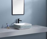 Раковина-чаша Bronze de Luxe Nordic 50 2073 Белая Синяя — фото 4, Раковины накладные