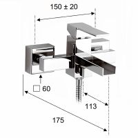 Смеситель для ванны Remer Qubica Cascata Хром арт-QC05 — фото 2, Смеситель для ванны
