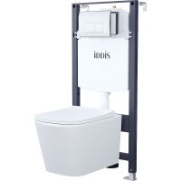 Комплект унитаза с инсталляцией Iddis Basic BASBI01i73 с сиденьем Микролифт и клавишей смыва Хром — фото 1, Комплекты унитаз + инсталляция
