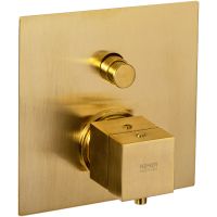 Смеситель для душа Remer Qubica Thermo QT09KBBG с термостатом Золото брашированное — фото 1, Смеситель для душа