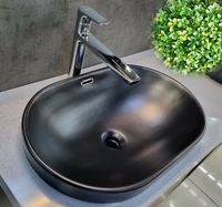 Раковина CeramaLux 60 5006CMB Черная матовая — фото 2, Раковины накладные