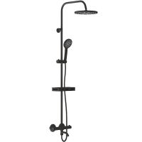 Душевая система Melodia della vita Salsa MSC00109С_bk с термостатом Черная матовая — фото 1, Душевые стойки