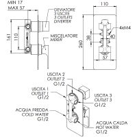 Смеситель для душа Remer Absolute AU93BG Золото брашированное — фото 2, Смеситель для душа