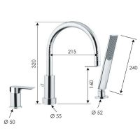 Смеситель на борт ванны Remer Infinity I07XV Сталь — фото 2, Смесители на борт ванны