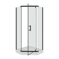 Душевой уголок Parly ZPE911FB, 90 x 90 см, с поддоном, стекло матовое, профиль черный — фото 4, Душевые уголки трапеция