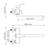 Lippe 4502L Смеситель для ванны с длинным изливом — фото 6, Смеситель для ванны