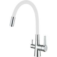 Смеситель для кухни Haiba HB76858-8 Хром Белый — фото 1, Смесители для кухни