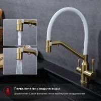 Смеситель для кухни Raglo R81.62.03 Золото матовое Белый — фото 37, Смесители для кухни