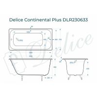 Чугунная ванна Delice Continental Plus 150x70 DLR230633 без отверстий под ручки и антискользящего по — фото 2, Чугунные ванны