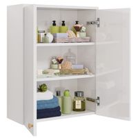 Шкаф LUNO, подвесной 60см, 2дв.,белый глянец — фото 3, Шкафы для ванной