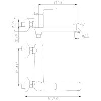 Смеситель для ванны Rossinka W35-33 Белый Хром — фото 2, Для душа и ванны