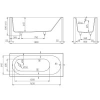 Ванна из искусственного камня Salini Ornella 180х80 102322M Белая матовая — фото 5, Ванны из искусственного камня
