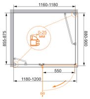 Душевой уголок CEZARES VERONA-W-AH-1-120/90-C-Cr — фото 3, Прямоугольные душевые уголки