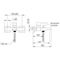 Смеситель для ванны Remer Absolute AU02BG Золото брашированное — фото 2, Смеситель для ванны