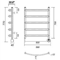 Электрический полотенцесушитель Domoterm Калипсо П5 500x700 ER Золото — фото 2, Электрические полотенцесушители
