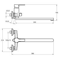 Смеситель для ванны Melodia della vita Aria MDV35741 универсальный Хром — фото 4, Для душа и ванны