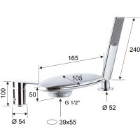 Смеситель на борт ванны Remer Infinity I07UF Хром — фото 2, Смесители на борт ванны