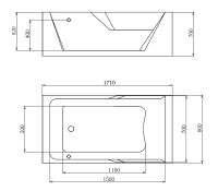 Акриловая ванна Gemy 171x86 G9066 II O L с гидромассажем — фото 4, Ванны