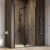 Душевая дверь Iddis Slide 110 SLI6BH1i69 профиль Черный стекло прозрачное — фото 1, Распашные душевые двери