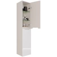 Пенал QL35, 35 см, подвесной/напольный, универсальный, 2 дверцы, 4 стеклянные полки, белый глянец — фото 3, Пеналы для ванной комнаты