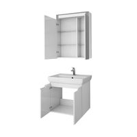 Тумба Q (D), 70 см, подвесная, 2 дверцы, белый глянец — фото 3, Тумбы под раковину