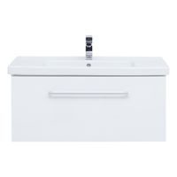 Товар: Тумба BIG INN, 100 см, подвесная, 1 ящик + выдвижной внутренний ящик, белый глянец - фото 8 Тумба BIG INN, 100 см, подвесная, 1 ящик + выдвижной внутренний ящик, белый глянец — фото 8, Тумбы под раковину