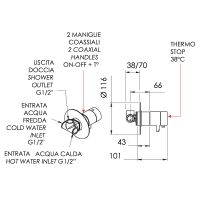 Товар: Смеситель для душа Remer Elegance NT30NO с термостатом Черный матовый - фото 2 Смеситель для душа Remer Elegance NT30NO с термостатом Черный матовый — фото 2, Смеситель для душа