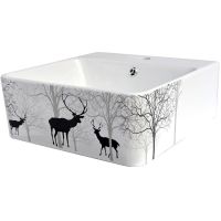 Раковина-чаша Bronze de Luxe 42 1060BD Белый глянец с серо-черным рисунком — фото 5, Раковины накладные