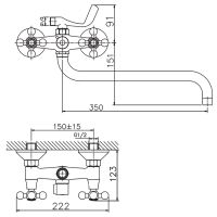 Смеситель для ванны Haiba универсальный Сатин арт-HB2619-5 — фото 2, Смеситель для ванны