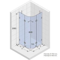 Душевой уголок Riho SZ Scandic NXT X309 97х97 G001108120 (GX04603C0) профиль Хром стекло прозрачное — фото 2, Душевые уголки четверть круга