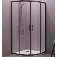 Душевой уголок Kolpa San Eco Quat TKP 80x80 515290 профиль Черный стекло прозрачное — фото 1, Душевые уголки четверть круга