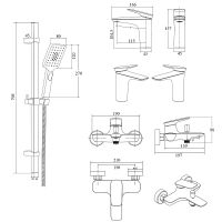 Комплект смесителей Bond Cube B03-5300 Хром — фото 8, Смесители для раковины