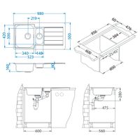 Мойка для кухни LINE 10 NAT-90 980X500 в компл. с сифоном 1130555, — фото 2, Кухонные мойки