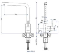 GRANFEST QUARZ Смеситель для кухни Г-обр. D-35мм темно-серый арт. GF- — фото 2, Смесители для кухни