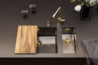 Мойка для кухни KOMBINO 10 MONARCH ANTRACITE SAT-90 217X437X140 U в компл. с выпуском без сифона, — фото 2, Кухонные мойки