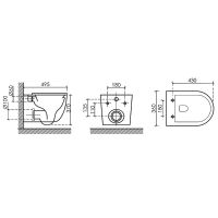 Унитаз Ceramicanova UP Rimless CN4007MB подвесной Черный матовый с сиденьем Микролифт — фото 12, Подвесные унитазы